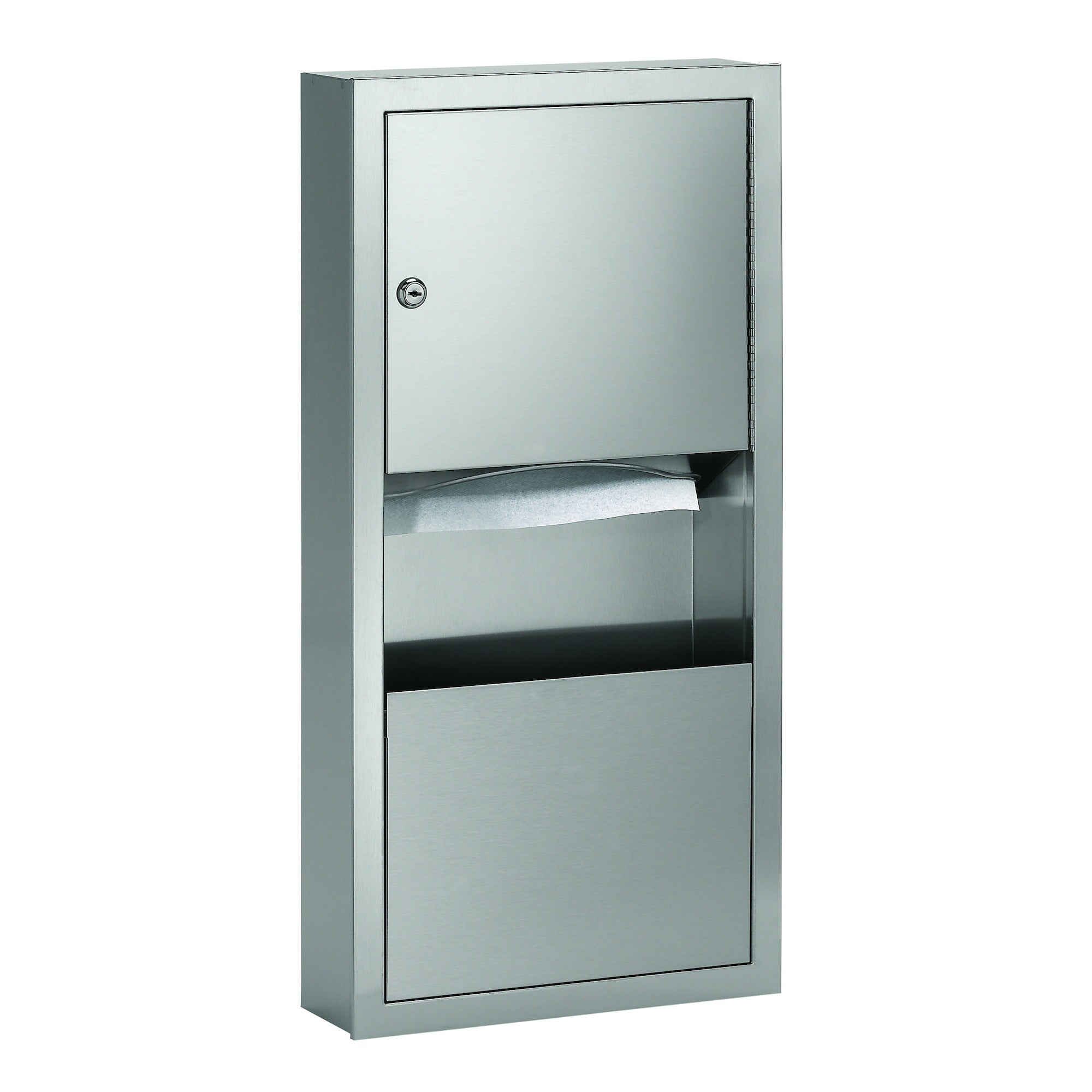 Bradley 2291-100000 Towel/Waste, 2 Gal, Semi-Recessed Sparrow Supply